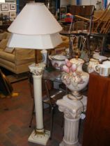 A lamp on Corinthian column plinth, together with