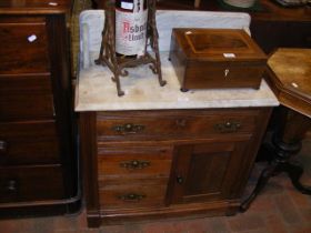 An Edwardian marble top wash stand with drawers an