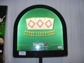 An Americana ex-Las Vegas casino double-sided LED lighted table sign for Three Card Poker, with UK p