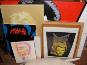 Assorted David Bowie pictures, including stretched