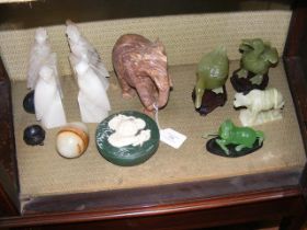 Alabaster parrots, elephant etc.