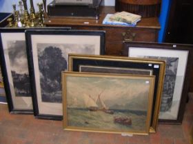 A quantity of large antique engravings, together w