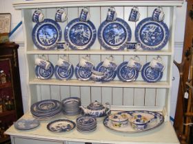A quantity of blue and white ware, including Booth