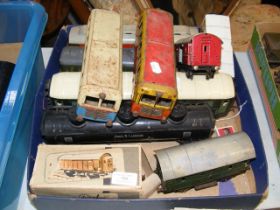 A selection of old 0 gauge Continental trains and