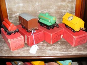 An old boxed Hornby 0 gauge cement wagon, together