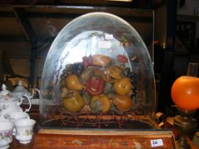Victorian wax fruit under glass dome, together wit