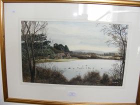 C R SMITH - watercolour - 'Flooding on the marsh at Y