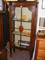 An Edwardian display cabinet with hand painted dec