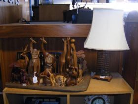 A quantity of treen and carved figures, together w