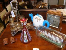 Various collectables, including Art Deco mantel cl