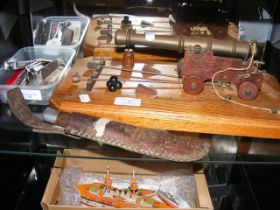 Various collectable penknives and miniature cannon