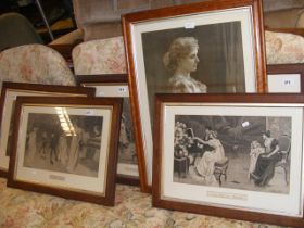 A series of antique engravings depicting romantic