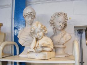 Three plaster busts