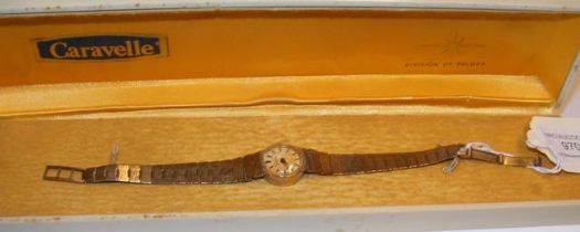A ladies 9ct Caravelle wrist watch with original c