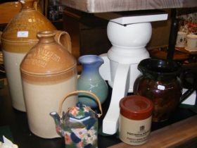 Two stoneware flagons, together with assorted jugs