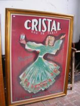 A large vintage advertising poster for 'Cristal -