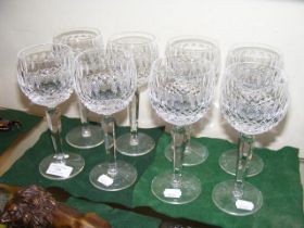 A set of eight Waterford crystal wine glasses - ea