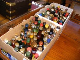 A selection of miniature bottles of alcohol