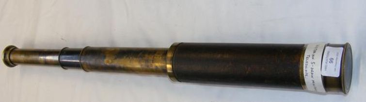 A Victorian leather bound brass five draw military