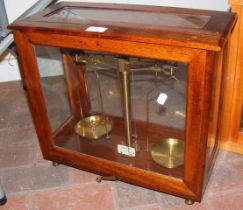 A set of old laboratory scales in glazed case - 40