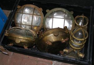 A selection of old shipping bulkhead lights