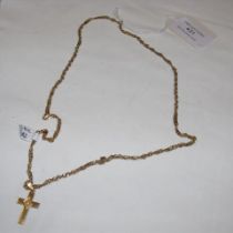 A 9ct gold cross and chain