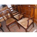 Set of five (four plus one) antique dining chairs