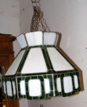 A vintage Liberty-style lead and coloured glass ceiling shade