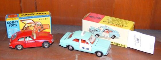 A boxed Corgi Ford Panda Police car No. 270 togeth