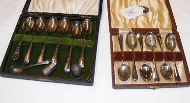 A set of six silver teaspoons together with others