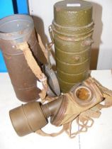Early military gas mask with original container, t