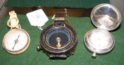 A 1918 military compass in plated case by Haseler
