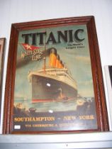 A reproduction Titanic White Star Line poster in c