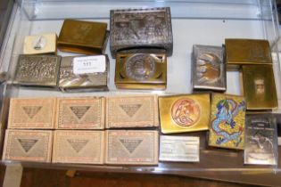 Various Trench Art and other matchbox holders, tog