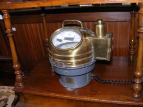 A vintage marine brass binnacle mounted compass