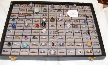 A large selection of silver rings