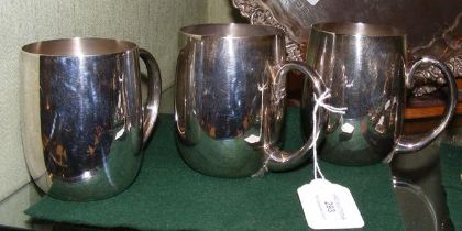 Three silver tankards