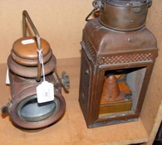 Two antique copper lamps