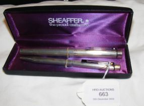 A Schaeffer silver pen set in original box 'Targa'
