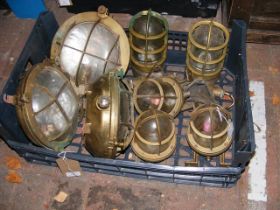 A selection of old shipping bulkhead lights