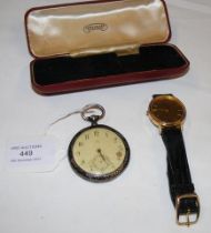 A gents Omega wrist watch with date aperture, toge