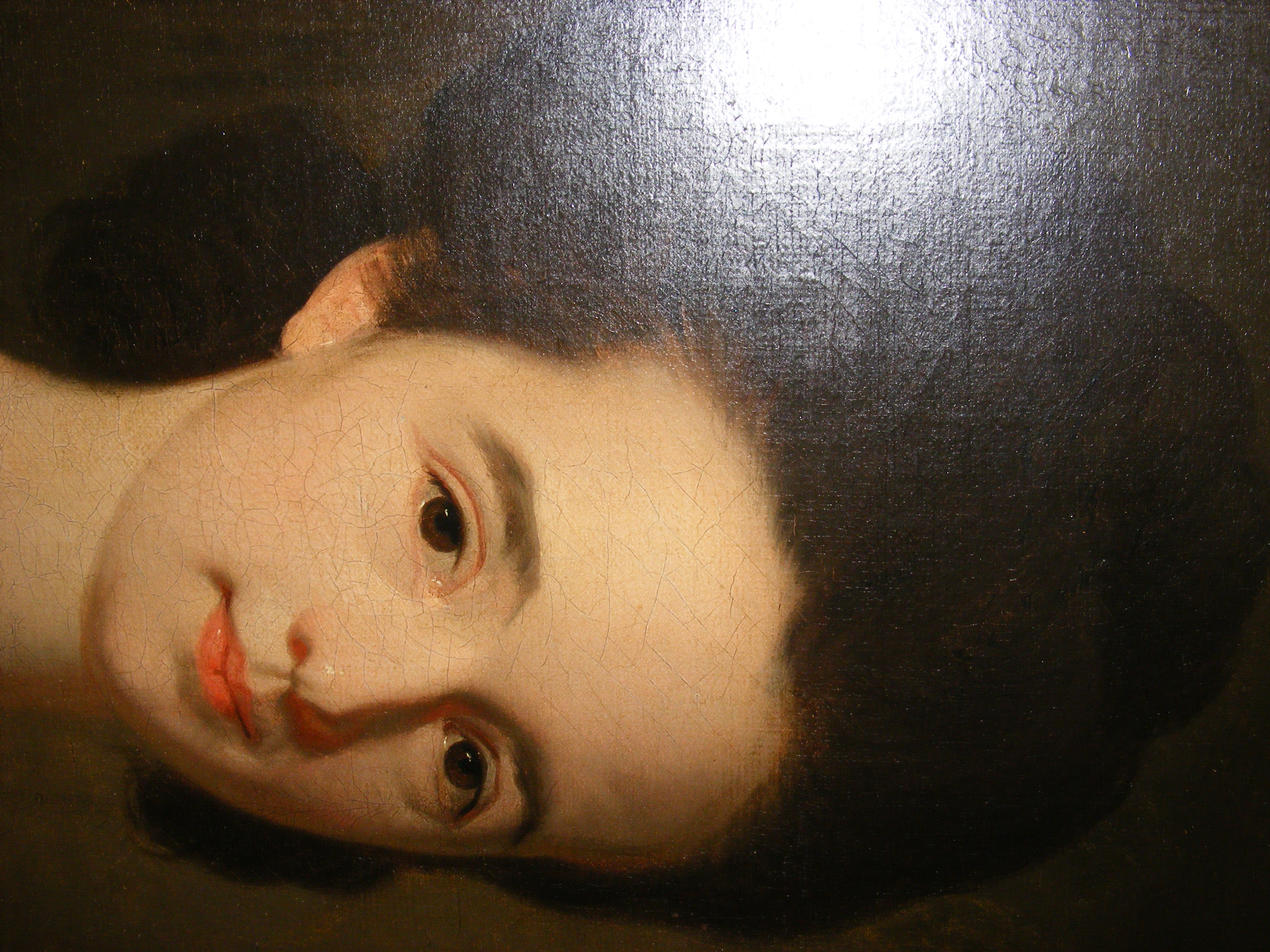 An antique oil on canvas portrait of lady wearing - Image 2 of 7