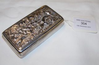A silver snuff box with London hallmark and repous