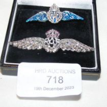 Two silver RAF brooches