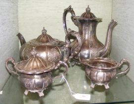 A four piece silver tea set with Birmingham hallma