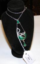 An enamel Art Nouveau style pendant with chain