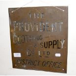 An old Provident Clothing and Supply Co. plaque -