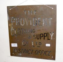 An old Provident Clothing and Supply Co. plaque -