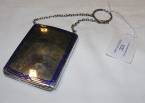 A silver card case with enamel decoration