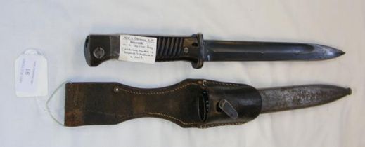 A German WWII K98 bayonet in leather frog